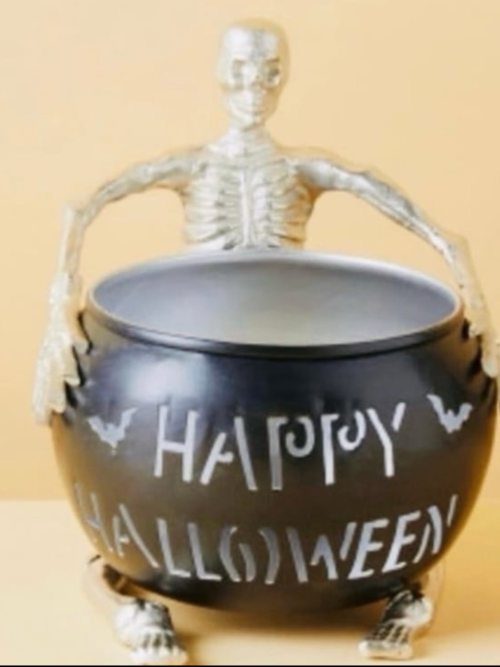 Goblin & Ghoul NWT Happy Halloween Skeleton 8 X 9 Metal Bowl